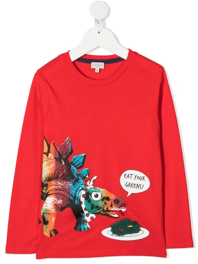 Paul Smith Junior Kids' Dinosaur Print T-shirt In Red