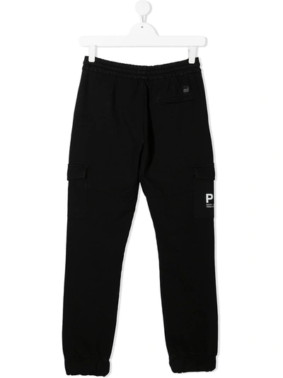 Paolo Pecora Kids' Cotton-blend Logo Track Trousers In Black