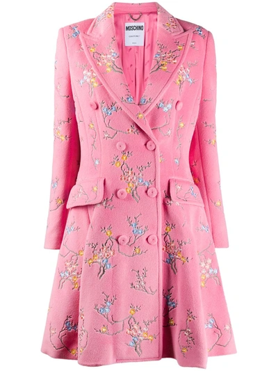 Moschino Flowers Of Versailles Angora & Wool Pleated Jacket In Pink