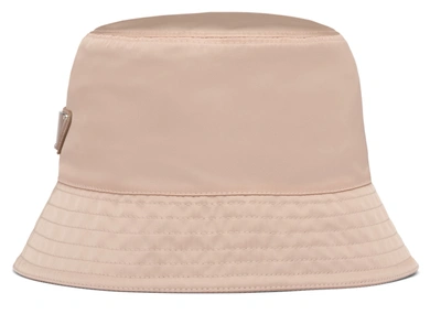 Pre-owned Prada  Nylon Bucket Hat Cameo Beige