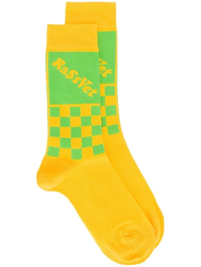 Paccbet Logo Knit Socks In Yellow