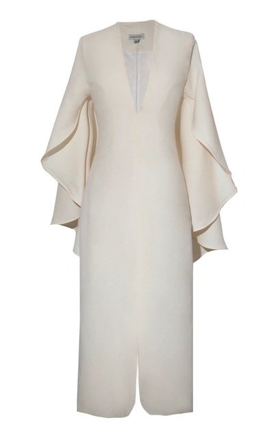Andres Otalora Los Andes Cape-effect Wool Dress In White