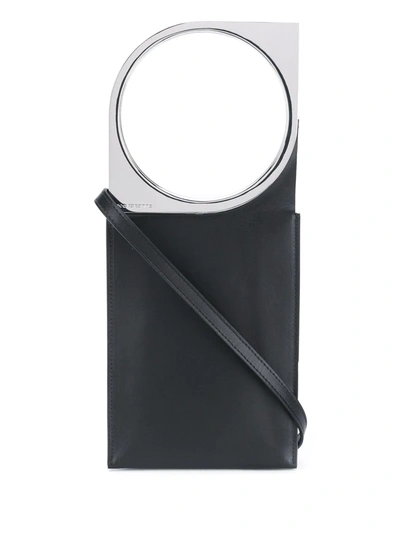 Paco Rabanne Op'art Geometric Leather Clutch In Black