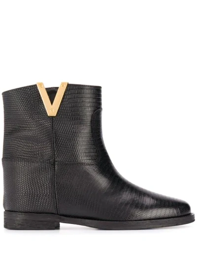 Via Roma 15 Notched Ankle Boots In Black