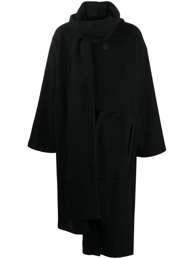 Yohji Yamamoto Oversized Wool Coat In Black