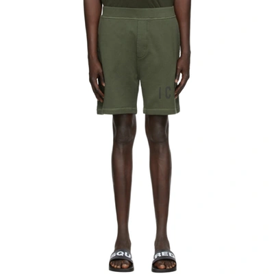 Dsquared2 Icon Logo Print Cotton Sweat Shorts In 814 Brown