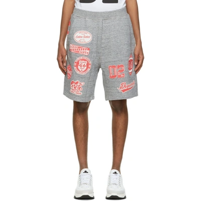 Dsquared2 Grey Relaxed Fit Printed Shorts In 860m Drkgre