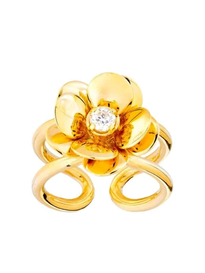 Guita M 18kt Yellow Gold Diamond Flower Ring