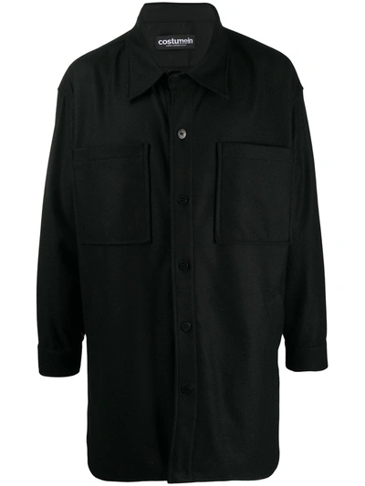Costumein Pattern Knit Shirt Jacket In Black