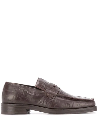 Martine Rose Embossed Logo Loafers In Brown