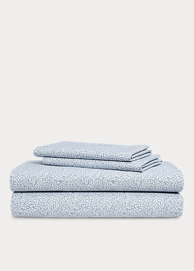 Ralph Lauren Willa Floral Sheet Set In Chambray And Cream