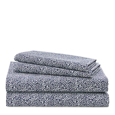 Ralph Lauren Spencer Sateen Leaf Sheet Set In Navy