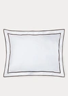 Polo Ralph Lauren Spencer Sateen Border Sham In Wht And Sage