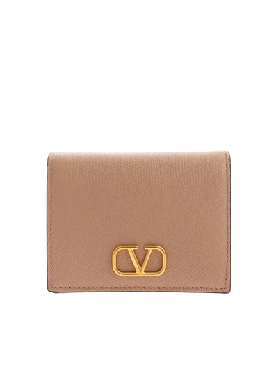 Valentino Garavani Vlogo Signature Wallet In Nude Color In Pink