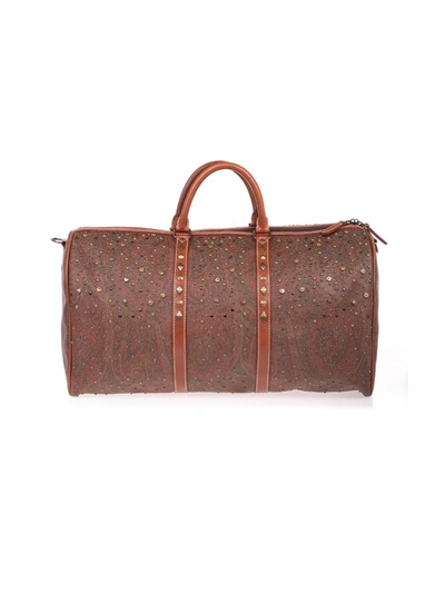 Etro Paisley Travel Bag With Studs In Brown