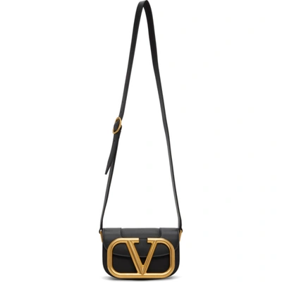 Valentino Garavani Black  Small Super Vlogo Crossbody Bag In 0no Black