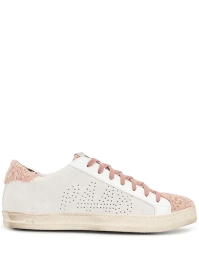 P448 John Faux Shearling Trim Sneaker In White