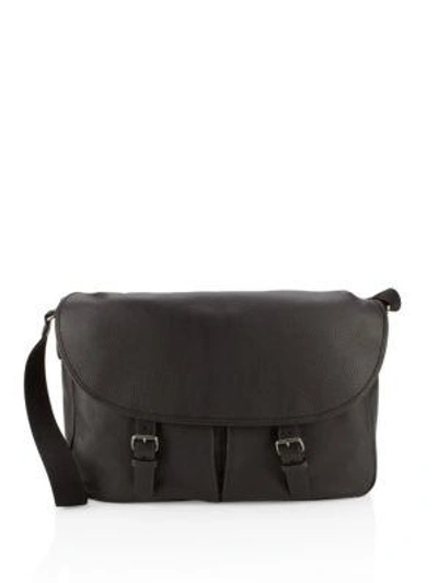Emporio Armani Leather Messenger Bag In Grey