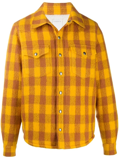 Sandro Check Shirt Jacket In Yellow