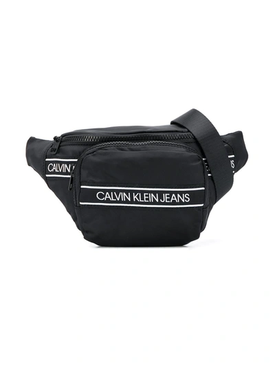 Calvin Klein Kids' Logo Print Belt Bag In Black