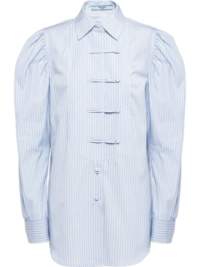 Prada Striped Button-up Shirt In Blue