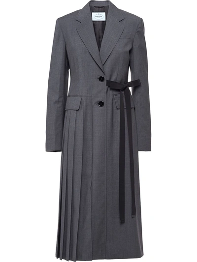 Prada Single-breasted Light Wool Coat In F0480 Ardesia