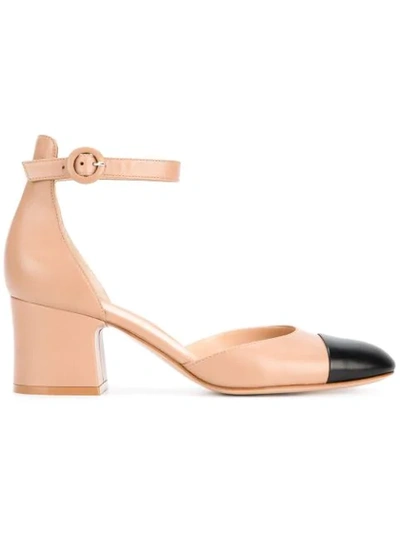 Gianvito Rossi 60 Two-tone Leather Mary Jane Pumps In Nude & Neutrals