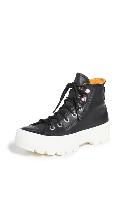Converse Chuck Taylor® All Star® Gore-tex® Waterproof Lugged High Top Sneaker In Black/ Saffron Yellow/ Egret