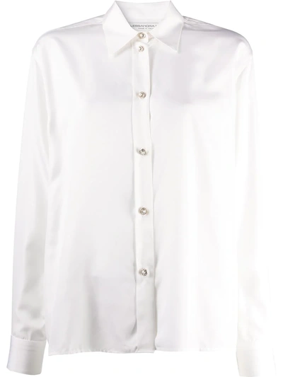 Alessandra Rich Silk Blouse With Crystal Buttons In White