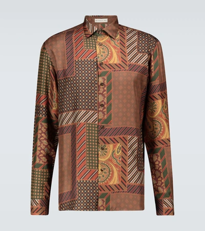 Etro Patchwork Long-sleeved Printed Shirt In Brown
