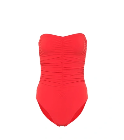 Karla Colletto Basics Ruched Swimsuit In Red