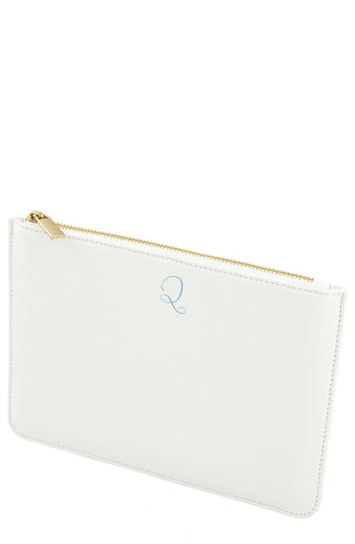 Cathy's Concepts Personalized Vegan Leather Pouch In White Q