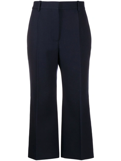 Victoria Beckham Wool-twill Cropped Kick-flare Trousers In Blue