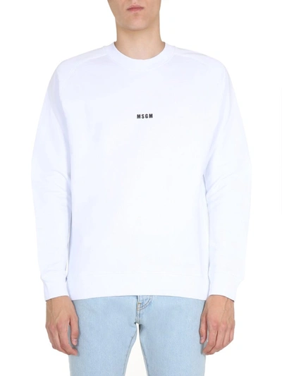 Msgm Micro Logo Sweatshirt In White