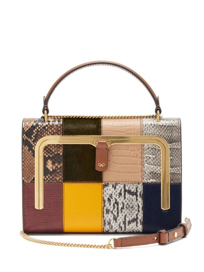 Anya Hindmarch Postbox Small Patchwork-leather Bag In Cedar