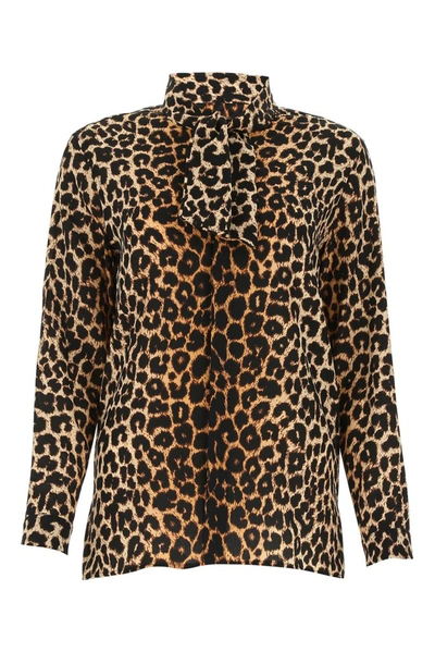 Saint Laurent Printed Silk Blouse  Nd  Donna 40f In Marrone
