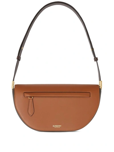 Burberry Small Olympia Two-tone Leather Bag In Warm Tan