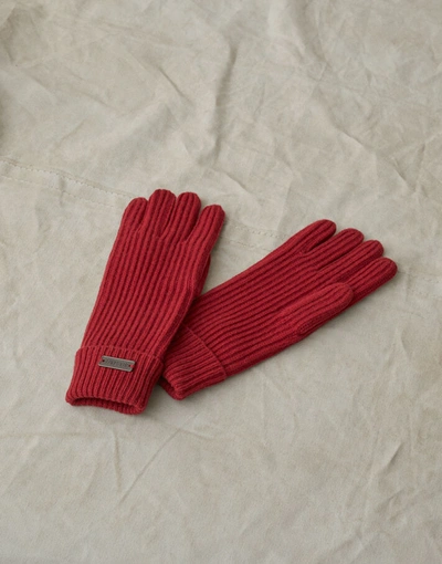 Belstaff Marine Wool Gloves In Red