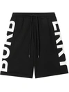 Burberry Fawnley Logo Print Cotton Shorts In Black