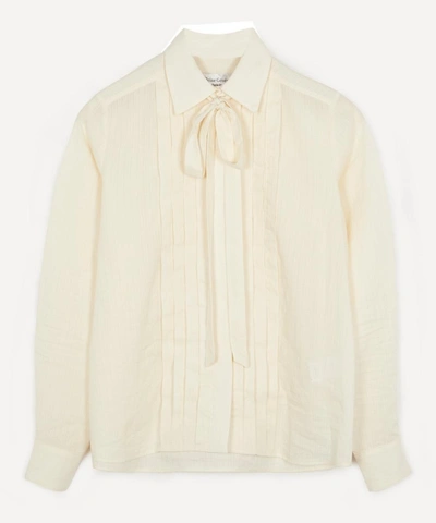 Officine Generale Wanda Front Pleated Neck Shirt In White