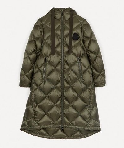 Moncler Duroc Long Quilted Down Jacket In Khaki