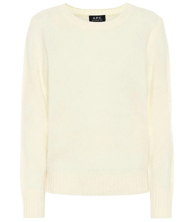 Apc Wool Sweater In Ecru Color In White