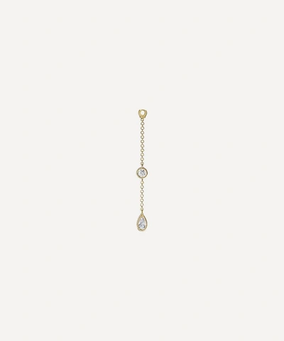 Maria Tash 18ct Medium Scalloped Set Pear And Round Diamond Pendulum Charm In Gold