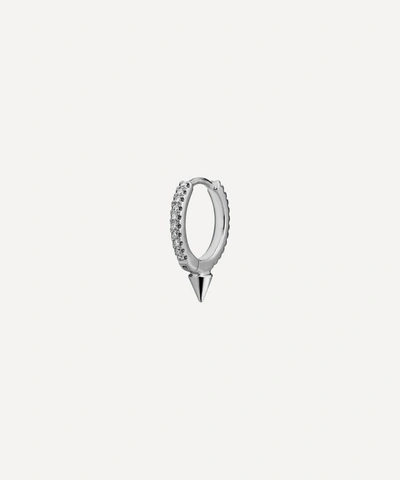 Maria Tash 18ct 9.5mm Single Short Spike Diamond Eternity Single Hoop Earring In White Gold