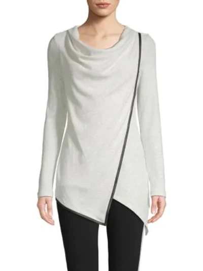 Marc New York Performance Cowl Neck Waffle-knit Top In Optic Heather