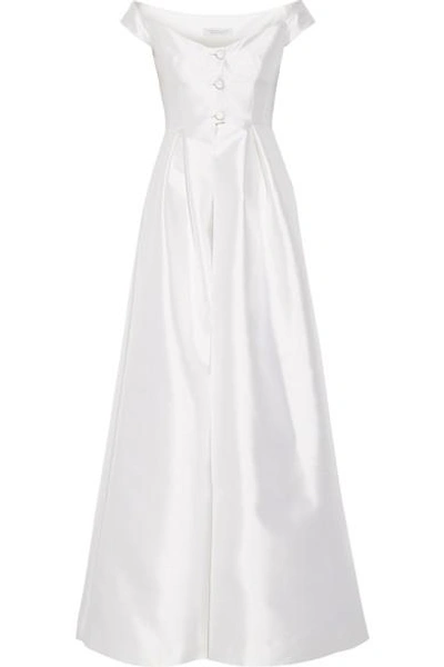 Gabriela Hearst Tituba Off-the-shoulder Silk And Wool-blend Gown In Ivory