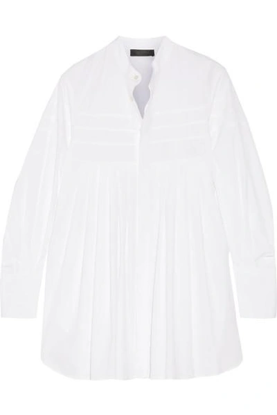 Calvin Klein Collection Belted Pleated Cotton-poplin Tunic | ModeSens