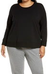 Eileen Fisher Organic Cotton High/low Long Sleeve Top In Black