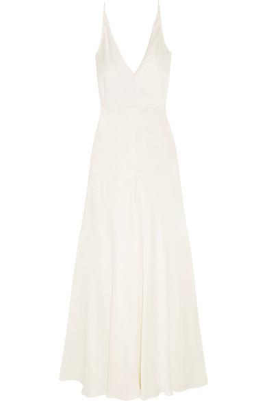 Gabriela Hearst Louise Herringbone Silk-jacquard Gown In Ivory | ModeSens