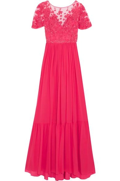 Zuhair Murad Embellished Embroidered Silk-blend Tulle And Georgette Gown
